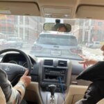 two women carpooling